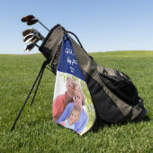 Beste opa van Par Foto Vaderdag Aangepaste blauwe Golfhanddoek (Groen)