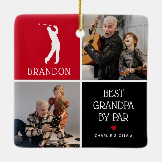 Beste Opa van Par Fotocollage Kerstmis Keramisch Ornament (Achterkant)