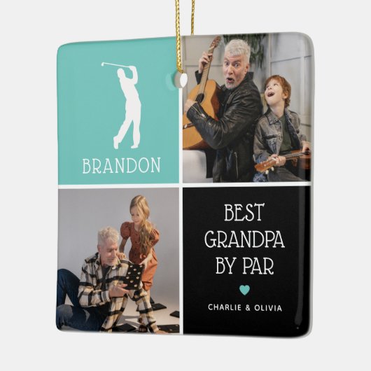 Beste Opa van Par Fotocollage Kerstmis Keramisch Ornament (Links)