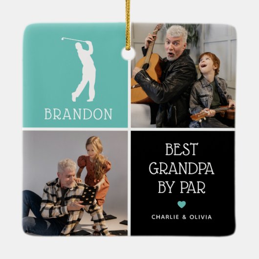 Beste Opa van Par Fotocollage Kerstmis Keramisch Ornament (Achterkant)