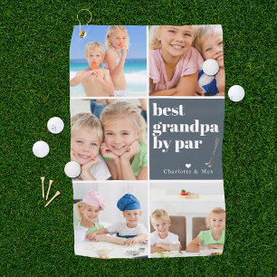 Beste opa van Par   Fotocollage Vaderdag Golfhanddoek