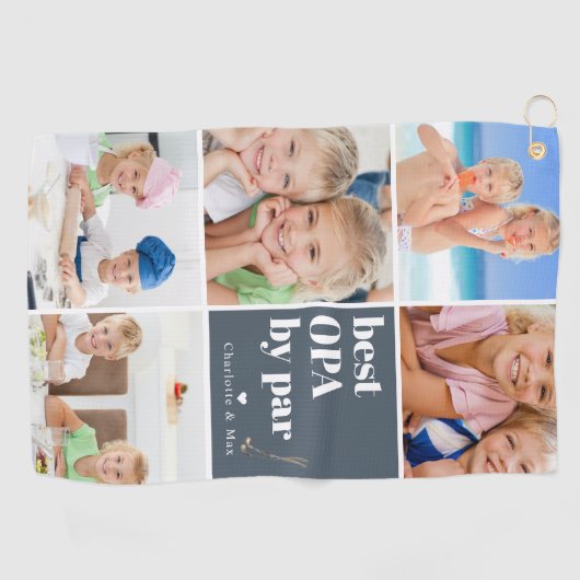 Beste Opa van Par | Fotocollage Vaderdag Golfhanddoek (Horizontaal)