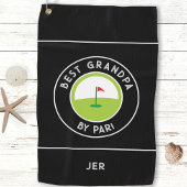 Beste Opa van Par Fun Modern Golfer Black White Golfhanddoek