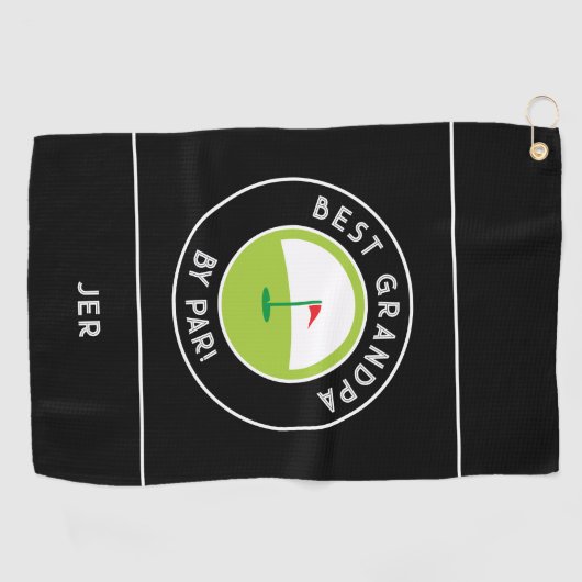Beste Opa van Par Fun Modern Golfer Black White Golfhanddoek (Horizontaal)