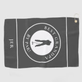 Beste opa van Par Golfer Monogramed Sportgrijs Golfhanddoek (Horizontaal)
