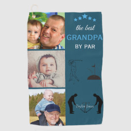 Beste Opa van Par | Monogram Fotocollage Golf Golfhanddoek