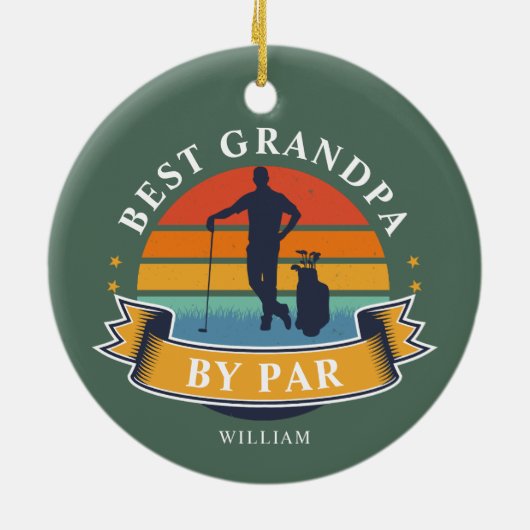 Beste opa van Par Retro Golf Lover Keramisch Ornament (Achterkant)
