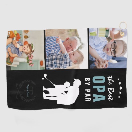 Beste OPA-versie op Par | Monogram fotocollage Golfhanddoek (Horizontaal)