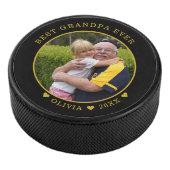 Beste opa, zwarte en gouden foto ooit hockey puck (3/4)