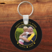 Beste opa, zwarte en gouden foto ooit sleutelhanger (Voorkant)