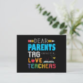 Beste ouders liefde leraar grappig schoolpersoneel briefkaart (Staand voorkant)