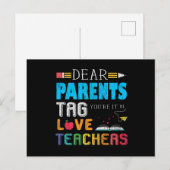 Beste ouders liefde leraar grappig schoolpersoneel briefkaart (Voorkant / Achterkant)