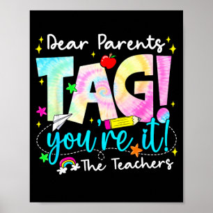 Beste ouders tag liefde leraar laatste schooldag poster