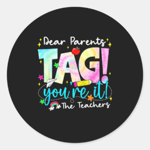 Beste ouders tag liefde leraar laatste schooldag ronde sticker