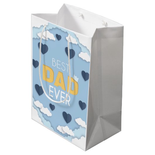 Beste pa Ever Cute Vaderdag Medium Cadeauzakje (Achterkant Gekanteld)