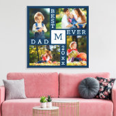 Beste Pa Ooit 4 Fotocollage Donkerblauw en Wit Canvas Afdruk (Insitu (Woonkamer))