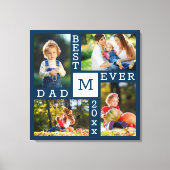 Beste Pa Ooit 4 Fotocollage Donkerblauw en Wit Canvas Afdruk (Voorkant)