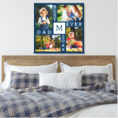 Beste Pa Ooit 4 Fotocollage Donkerblauw en Wit Canvas Afdruk (Insitu (Slaapkamer))