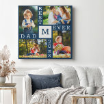 Beste Pa Ooit 4 Fotocollage Donkerblauw en Wit Canvas Afdruk<br><div class="desc">Custom Fotocollage Canvas Print voor de beste papa ooit. De sjabloon is klaar voor u om 4 van uw favoriete foto's, het jaar en het initiaal toe te voegen. Een geweldig cadeau voor Vaderdag, een verjaardag of als aandenken aan een evenement of persoonlijke prestatie. Het ontwerp heeft een modern kleurenpalet...</div>