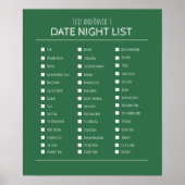 Beste paar cadeau datum nacht bucket list poster (Voorkant)