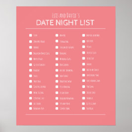 Beste paar cadeau datum nacht bucket list poster