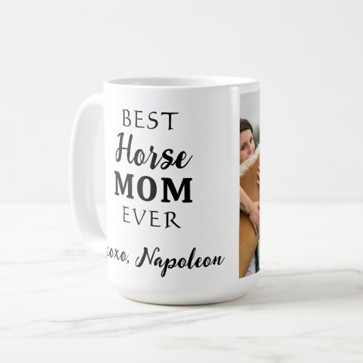 Beste Paard Moeder Schattige Custom Ruitersport Fo Koffiemok (Voorkant links)