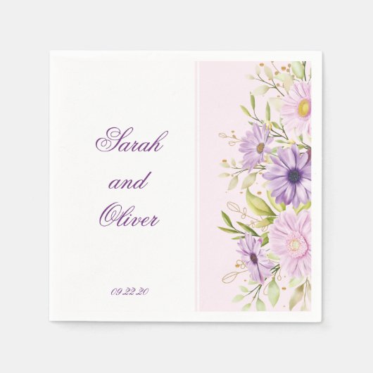 Beste Paarse bruiloft bloemen Servet (Voorkant)