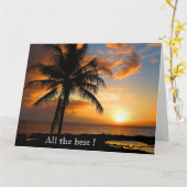 beste palm met zonsondergang groot kaart (Gele Bloem)