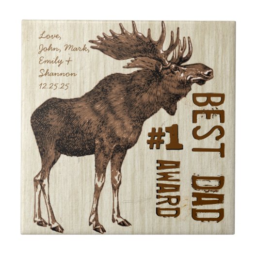 Beste Pap # 1 Pap Award Moose Tegeltje (Voorkant)