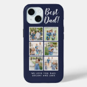 Beste pap! 6 Fotocollage Modern marineblauw Case-Mate iPhone Case (Achterkant)
