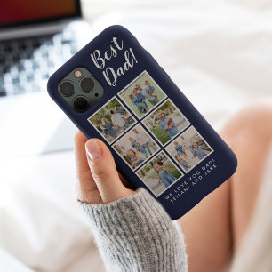 Beste pap! 6 Fotocollage Modern marineblauw iPhone 15 Case
