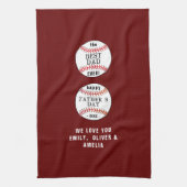 Beste pap Baseball Balls Red Happy Father Day Theedoek (Verticaal)