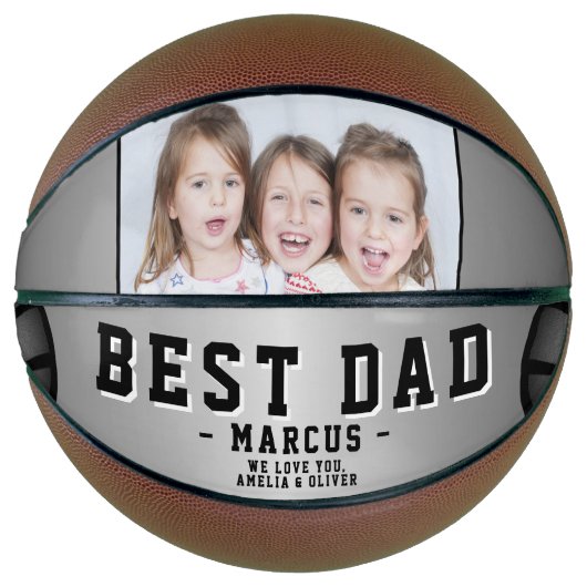 Beste pap Black Silver Balls Foto vaderdag Basketbal (Voorkant)