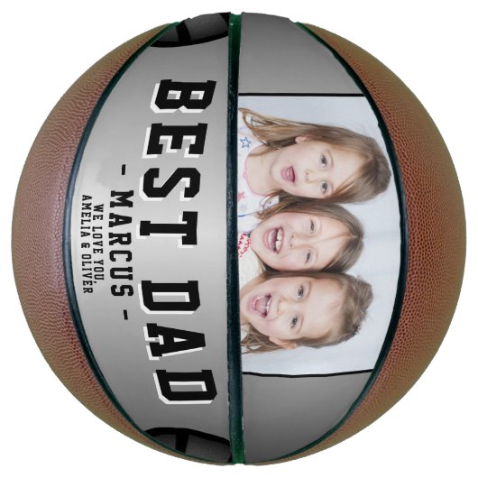 Beste pap Black Silver Balls Foto vaderdag Basketbal (Verticaal)