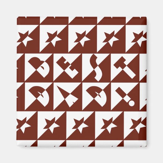 Beste pap bruin rood patroon magneet (Voorkant)