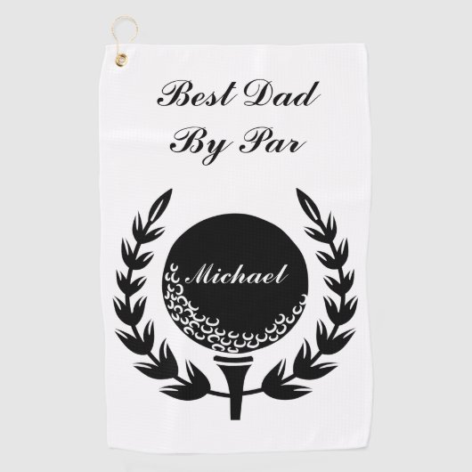 Beste Pap By Par Aangepaste Naam Classic Golfhanddoek (Voorkant)