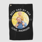 Beste Pap By Par Aangepaste Naam Foto Vaderdag Golfhanddoek (Voorkant)