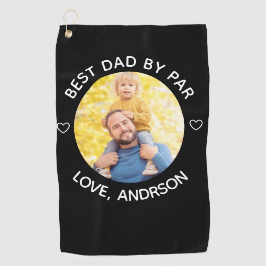Beste Pap By Par Aangepaste Naam Foto Vaderdag Golfhanddoek (Voorkant)