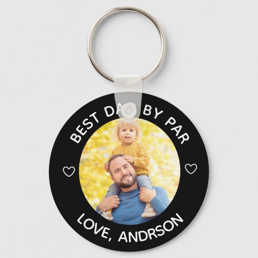 Beste Pap By Par Aangepaste Naam Foto Vaderdag Sleutelhanger (Voorkant)