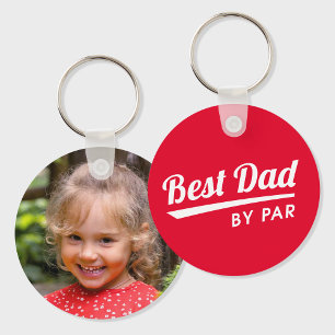 Beste Pap By Par Gepersonaliseerde foto Golf Red Sleutelhanger