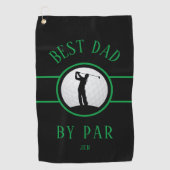 Beste Pap By Par Golf Quote Monogrammed Zwart Groe Golfhanddoek (Voorkant)