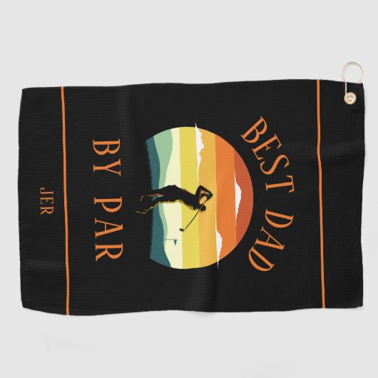 Beste Pap By Par Moderne Golfer Silhouet Zwart Ple Golfhanddoek (Horizontaal)