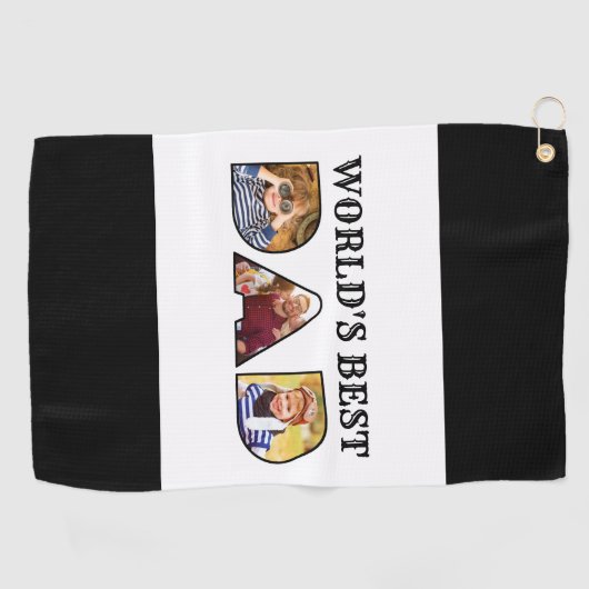 Beste pap Citaat 3 Foto Collage Golfhanddoek (Horizontaal)