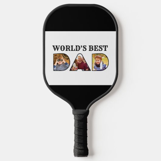 Beste pap Citaat 3 Foto Collage Pickleball Paddle (Voorkant)