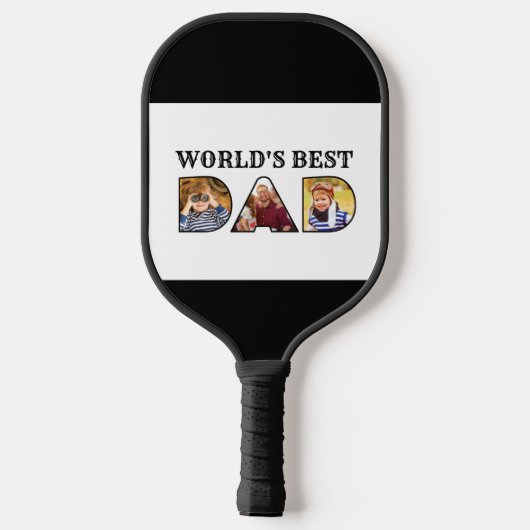 Beste pap Citaat 3 Foto Collage Pickleball Paddle (Achterkant)