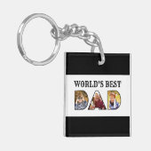 Beste pap Citaat 3 Foto Collage Sleutelhanger (Voorkant Links)