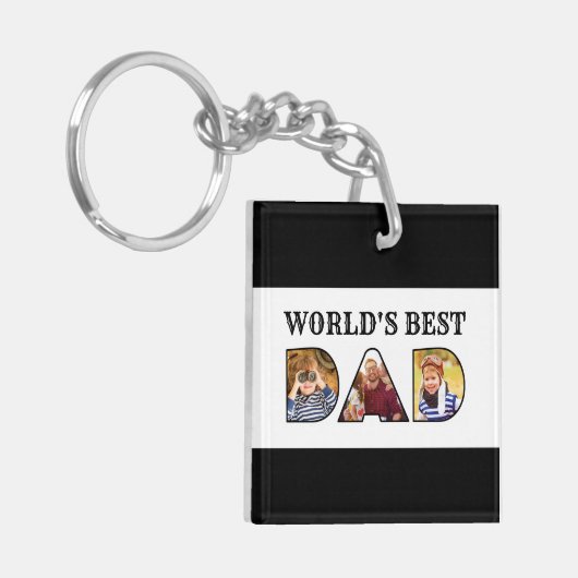 Beste pap Citaat 3 Foto Collage Sleutelhanger (Voorkant Links)