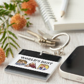 Beste pap Citaat 3 Foto Collage Sleutelhanger (Voorkant Rechts)