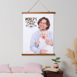 Beste pap citaat bruin script vader & Baby foto Hangend Wandkleed
