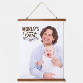 Beste pap citaat bruin script vader & Baby foto Hangend Wandkleed (Voorkant)